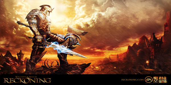 Cover Art - Giant knight in armor holding a huge axe and spear that is surrounded by lightning; looking off to a dark sunset over a ragged horizon.