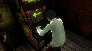 Vincent plays video game in catherine